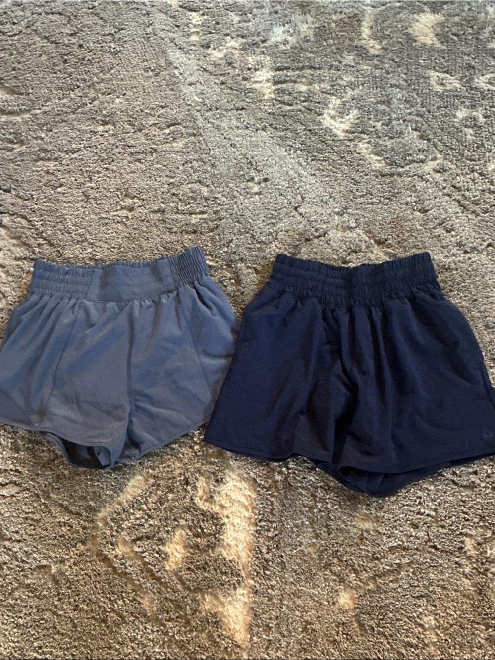 Two pairs of women's athletic lined shorts cornflower/navy blue - NWOT XS/XXS